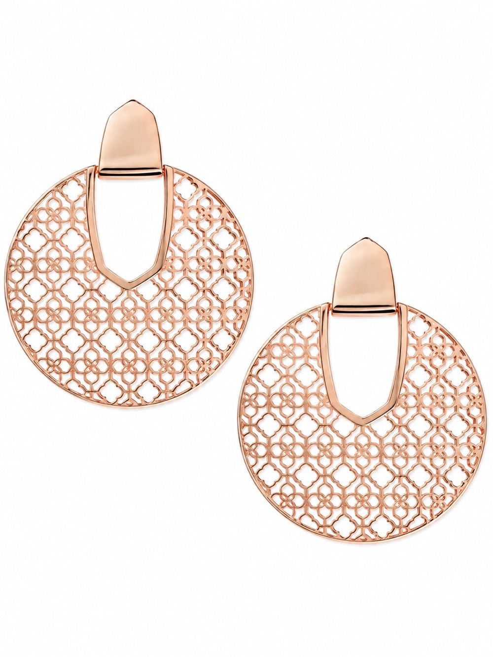 Kendra Scott Didi in Rose Gold Plated Brass Filigree Disc Earrings.